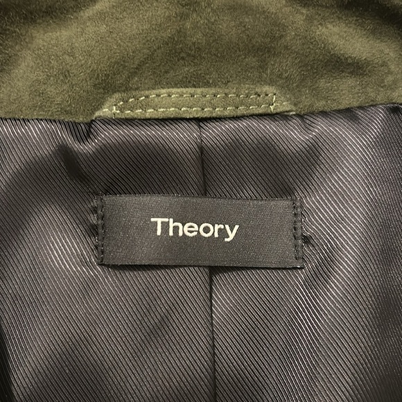 Theory Gloss Lamb Suede Belted Zip Up Utility Jacket Size 4 - Picture 9 of 15